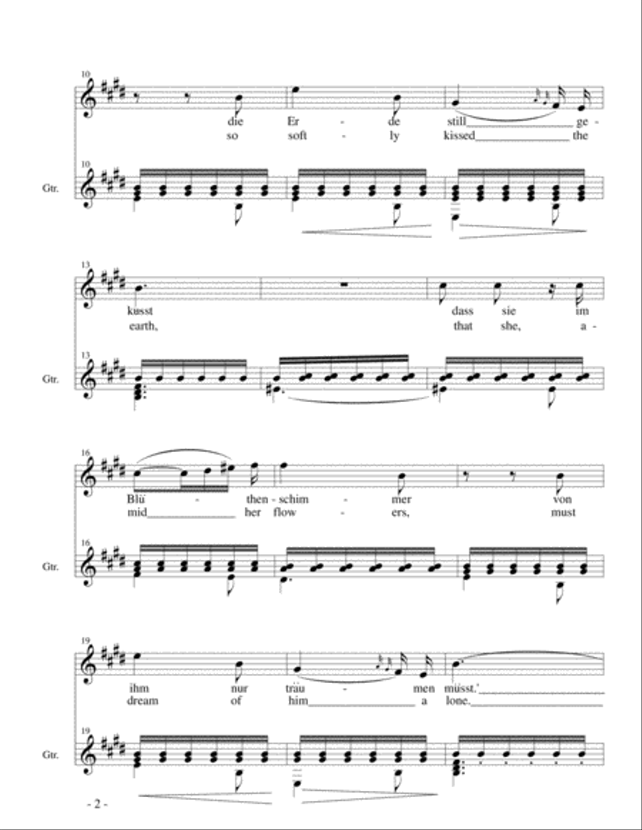 Mondnacht (Robert Schumann) for soprano (or mezzo-soprano, tenor, baritone) and classical guitar Small Ensemble scores gallery preview page 3