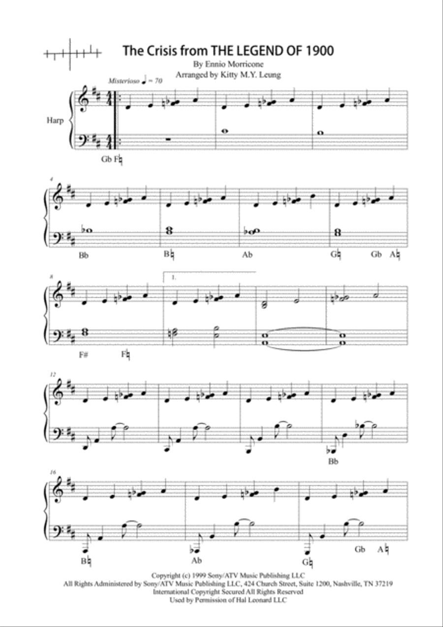 The Crisis from THE LEGEND OF 1900 Harp scores gallery preview page 2
