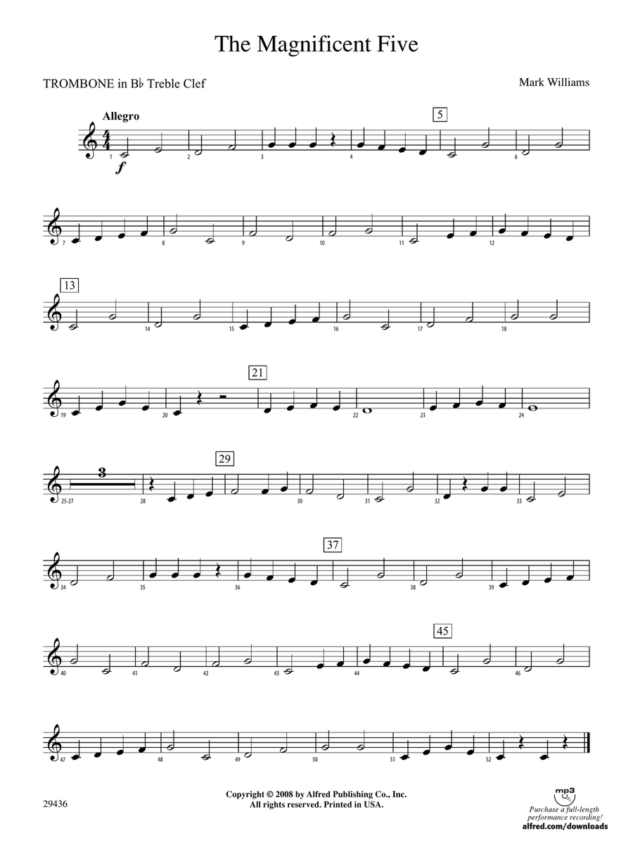 The Magnificent Five: (World Part) 1st B-flat Trombone T.C.