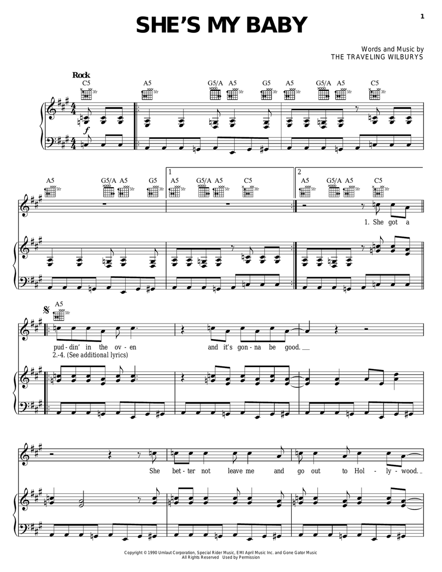 She's My Baby Piano, Vocal, Guitar scores gallery preview page 1