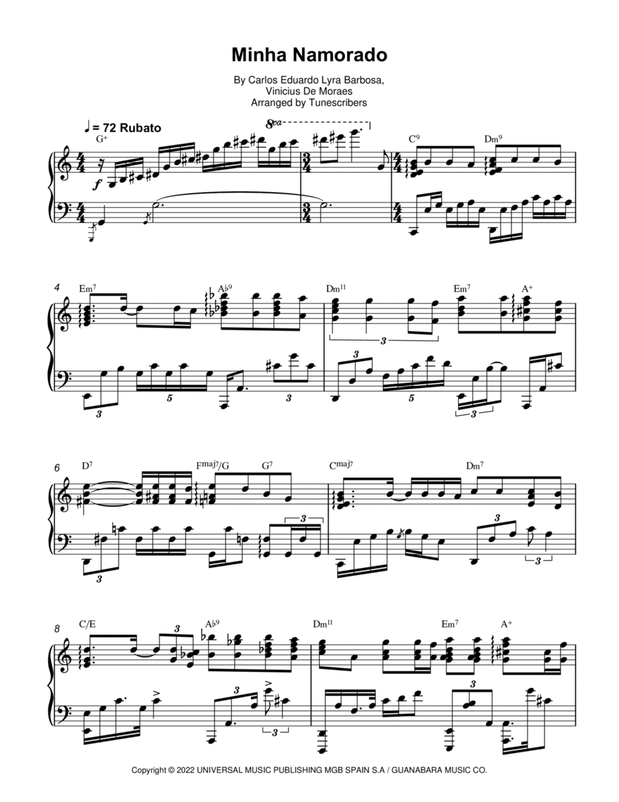 Minha Namorada Piano Solo scores gallery preview page 1
