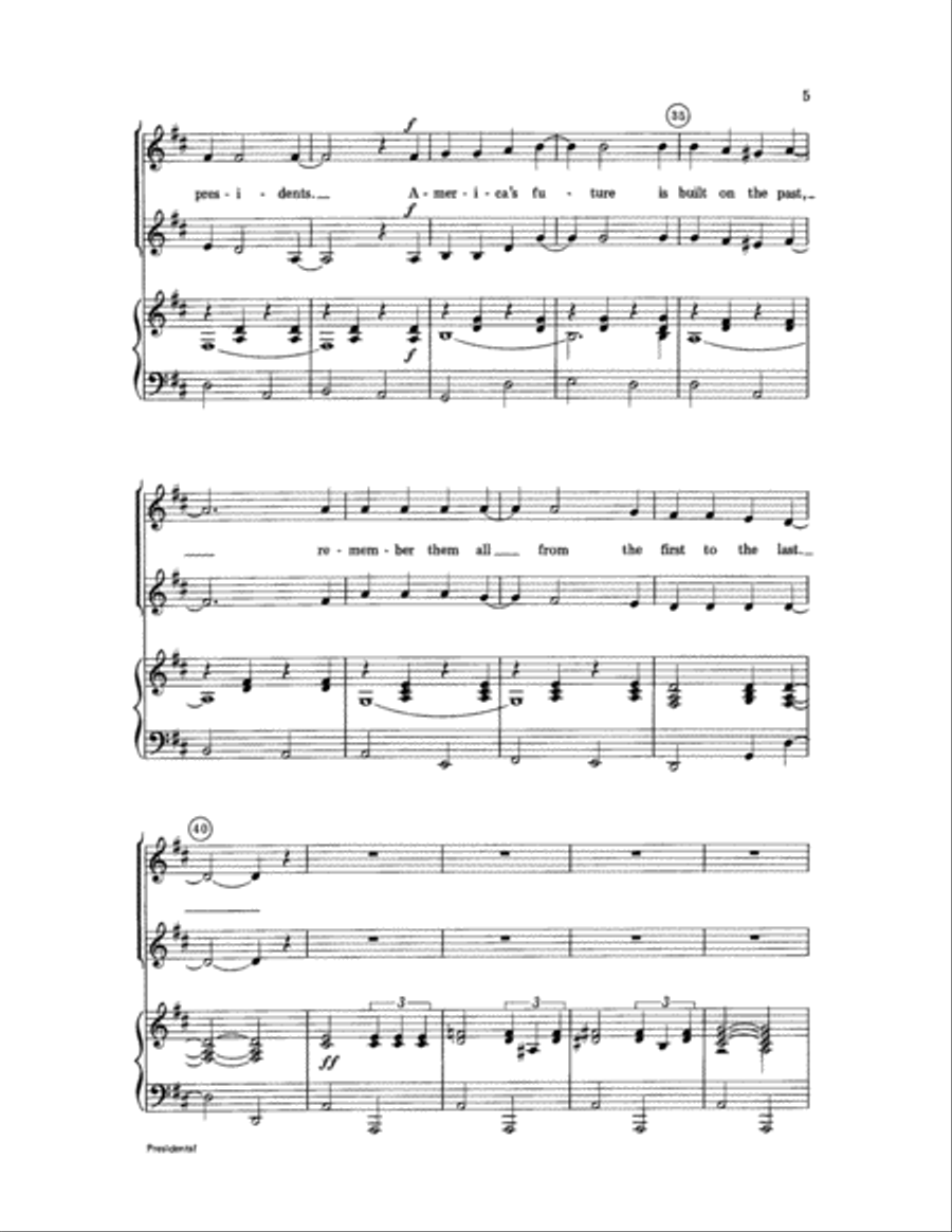 Presidents! Unison Choir scores gallery preview page 5