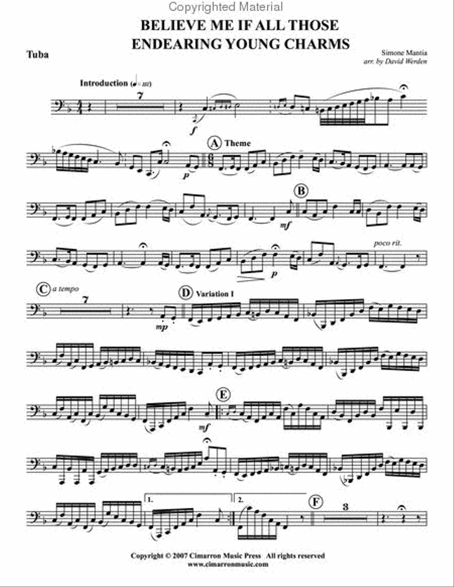 Believe Me If All Those Endearing Young Charms Tuba scores gallery preview page 2