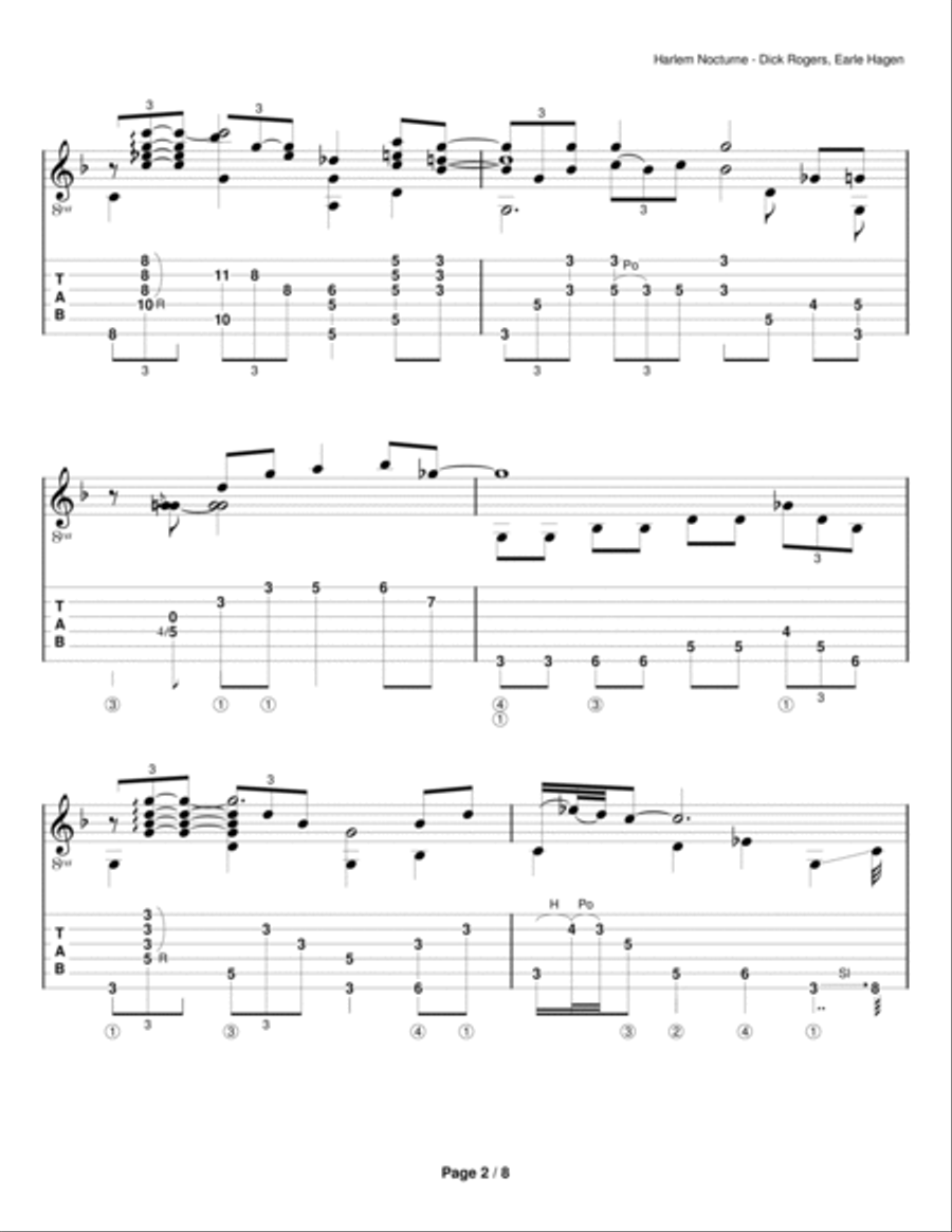 Harlem Nocturne Classical Guitar scores gallery preview page 2
