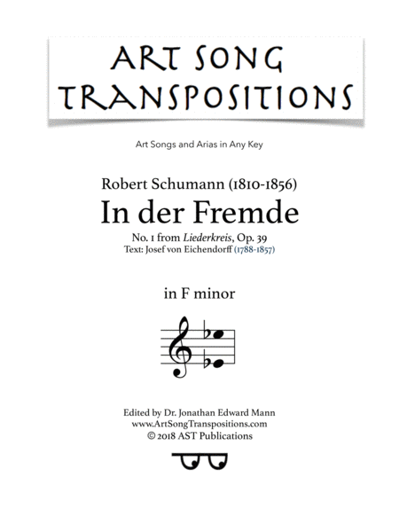 SCHUMANN: In der Fremde, Op. 39 no. 1 (transposed to F minor)
