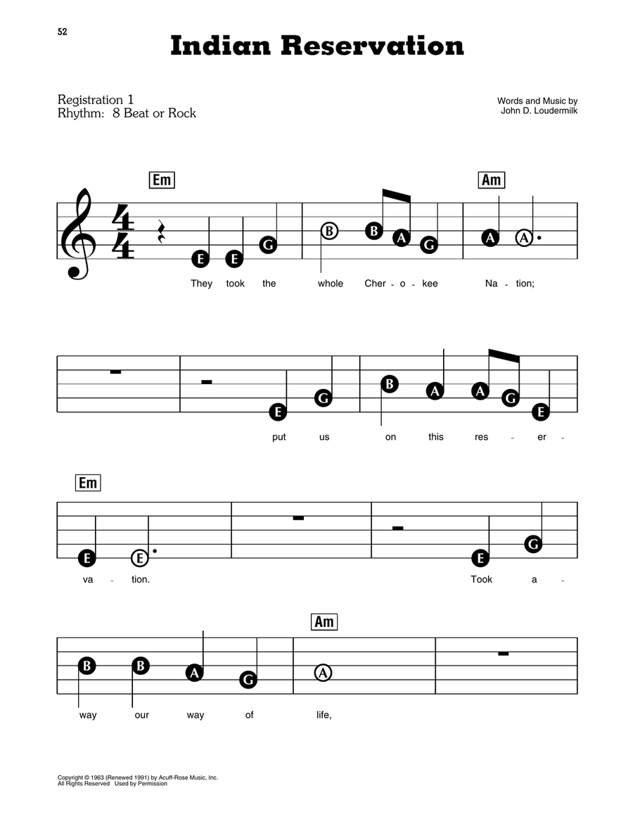 Indian Reservation Electronic Keyboard scores gallery preview page 1