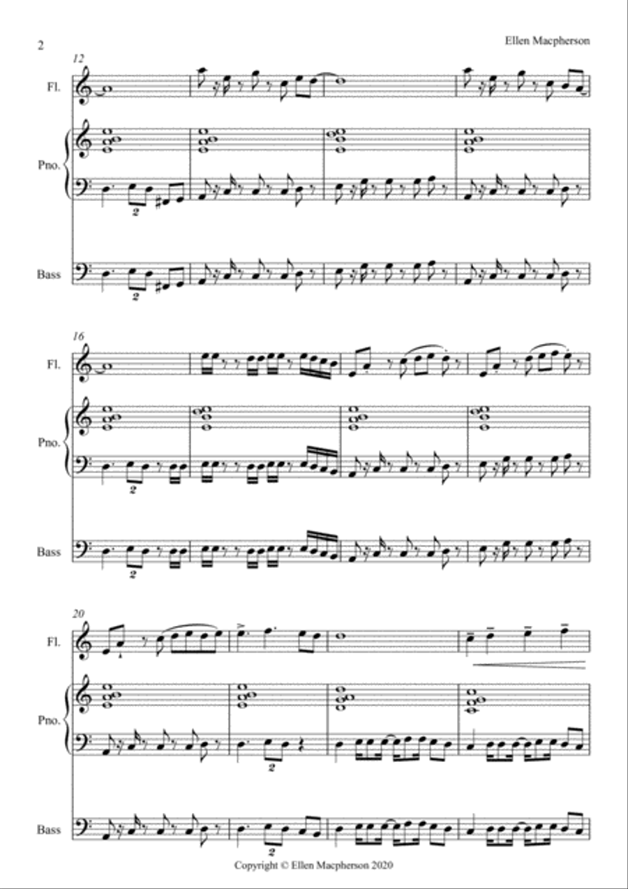 Skype Walk Trio for Beginner Flute, Piano and Bass Small Ensemble scores gallery preview page 2