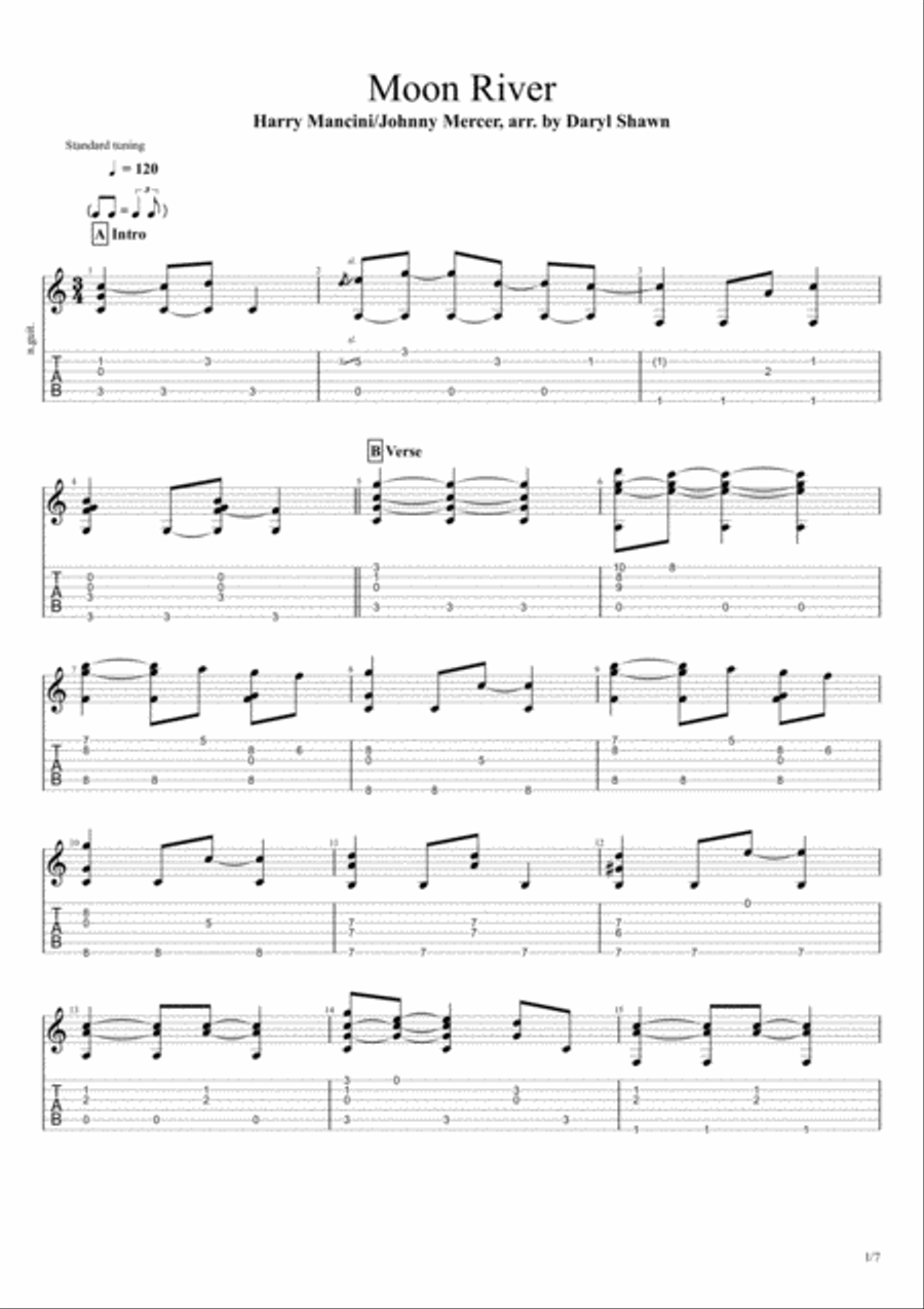 Moon River Electric Guitar scores gallery preview page 1