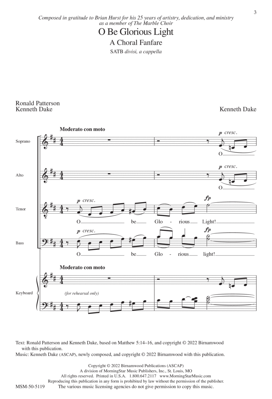 O Be Glorious Light Divisi scores gallery preview page 1