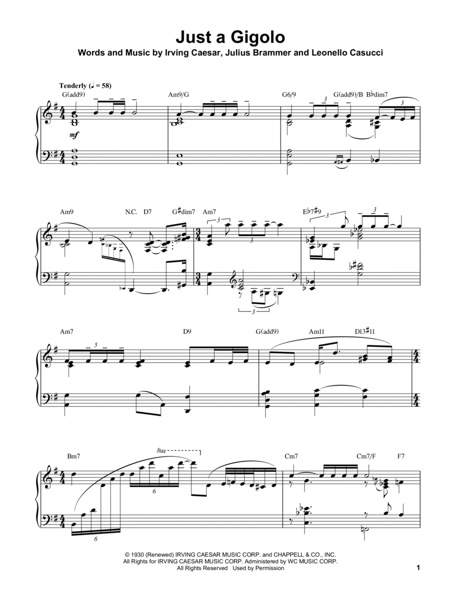 Just A Gigolo Piano scores gallery preview page 1