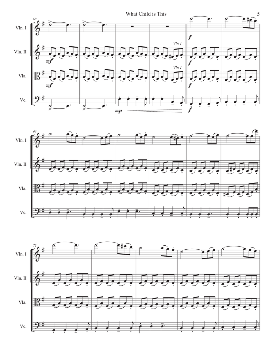 What Child is This - String Quartet String Quartet scores gallery preview page 5