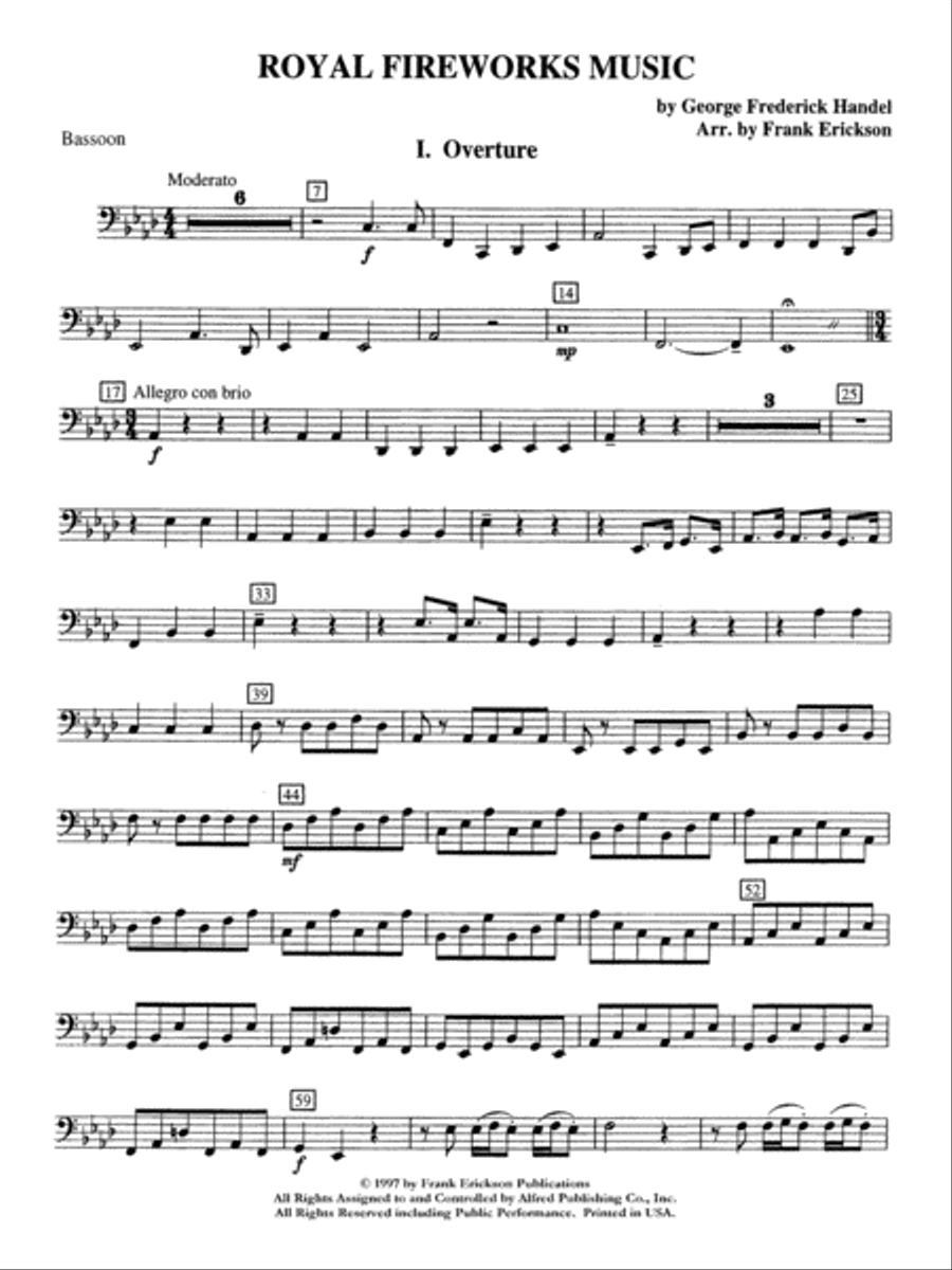Royal Fireworks Music: Bassoon Concert Band scores gallery preview page 1
