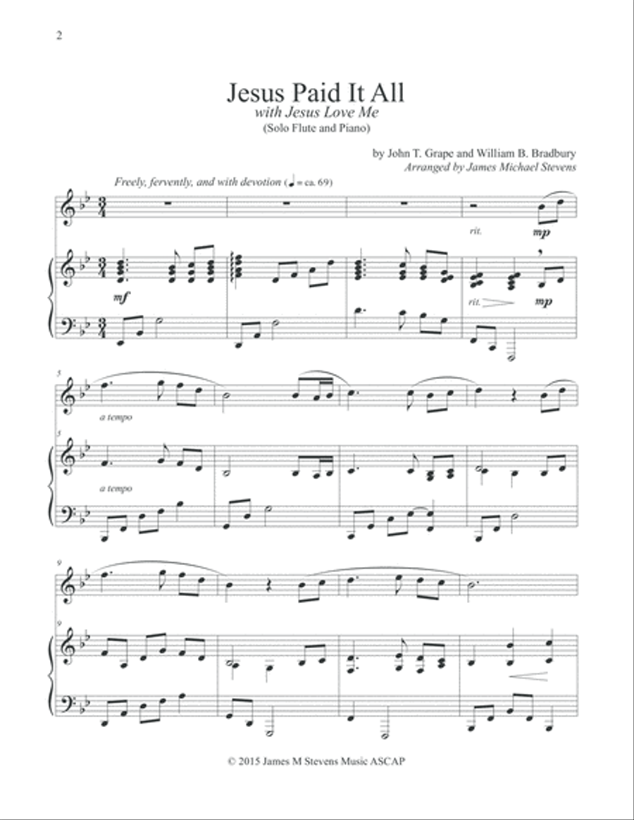 Jesus Paid It All (with Jesus Loves Me) Flute & Piano Jesus Paid It All (with Jesus Loves Me) Flute & Piano Flute Solo scores gallery preview page 2
