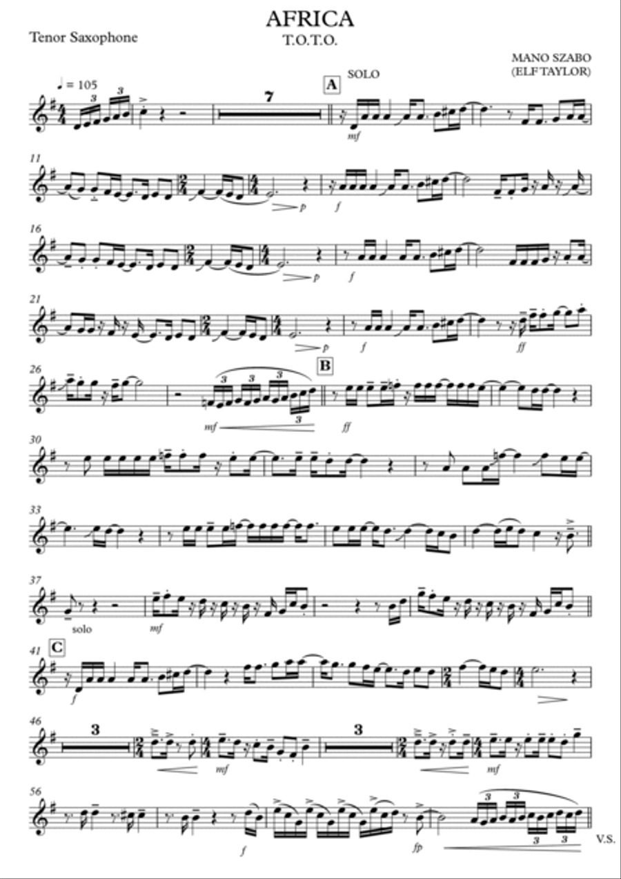 Africa Tenor Saxophone scores gallery preview page 3