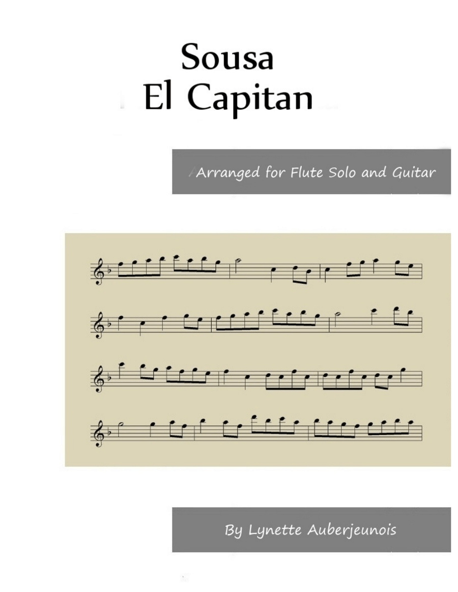 El Capitan - Flute Solo with Guitar Chords Chamber Music scores gallery preview page 1