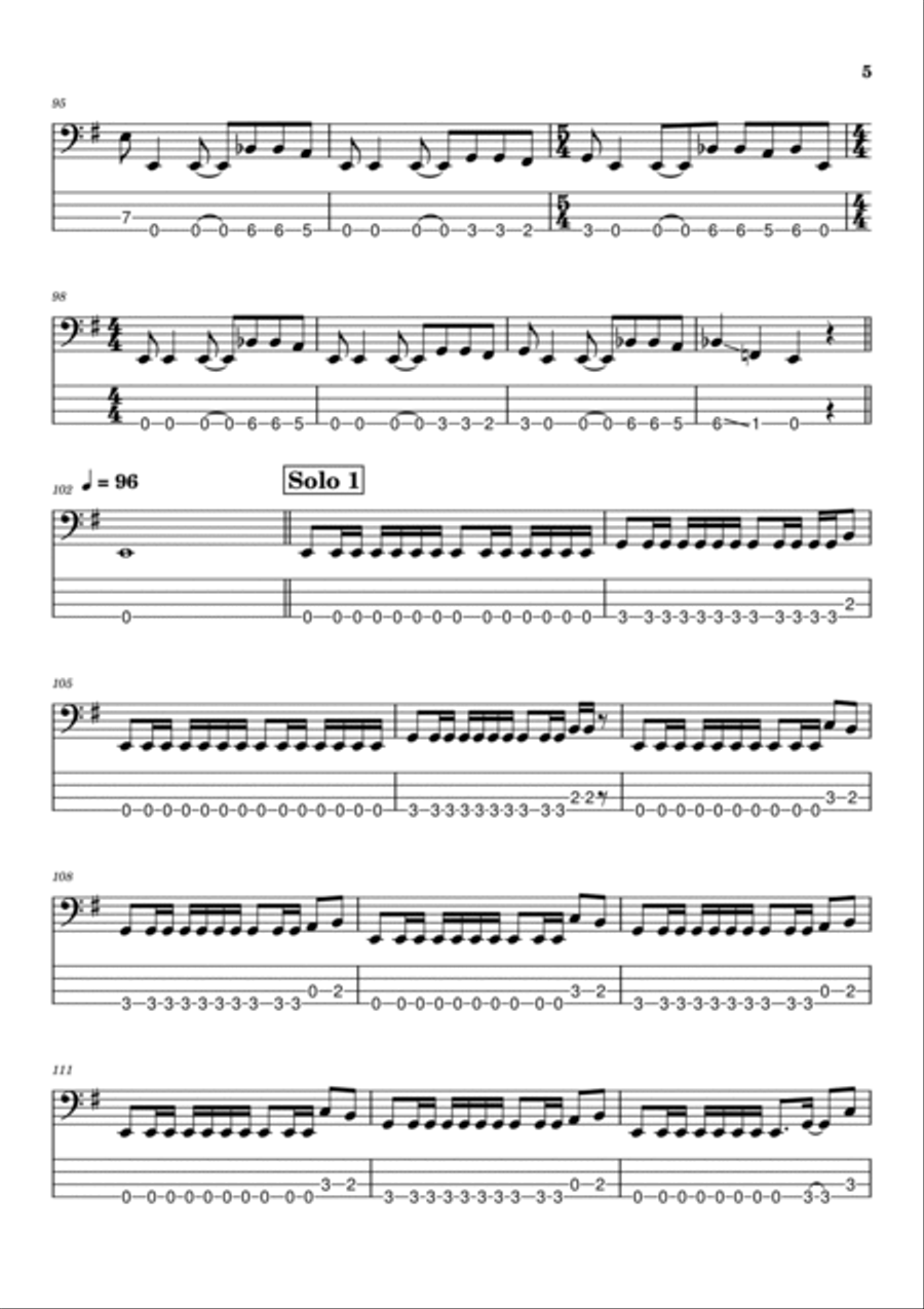 Battery Bass Guitar Tablature scores gallery preview page 5
