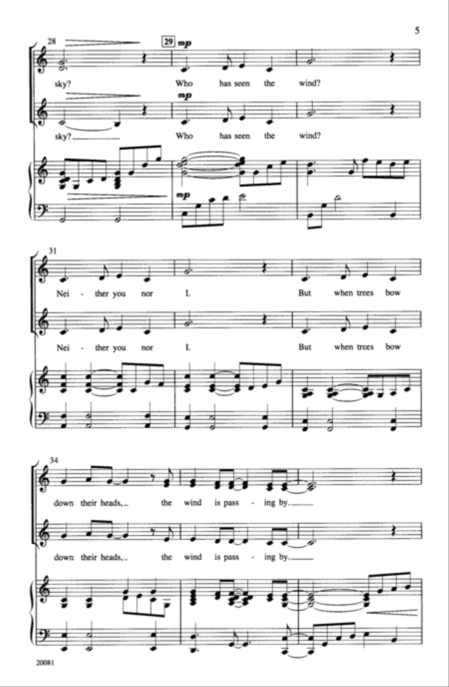 Who Has Seen the Wind? Choir scores gallery preview page 4