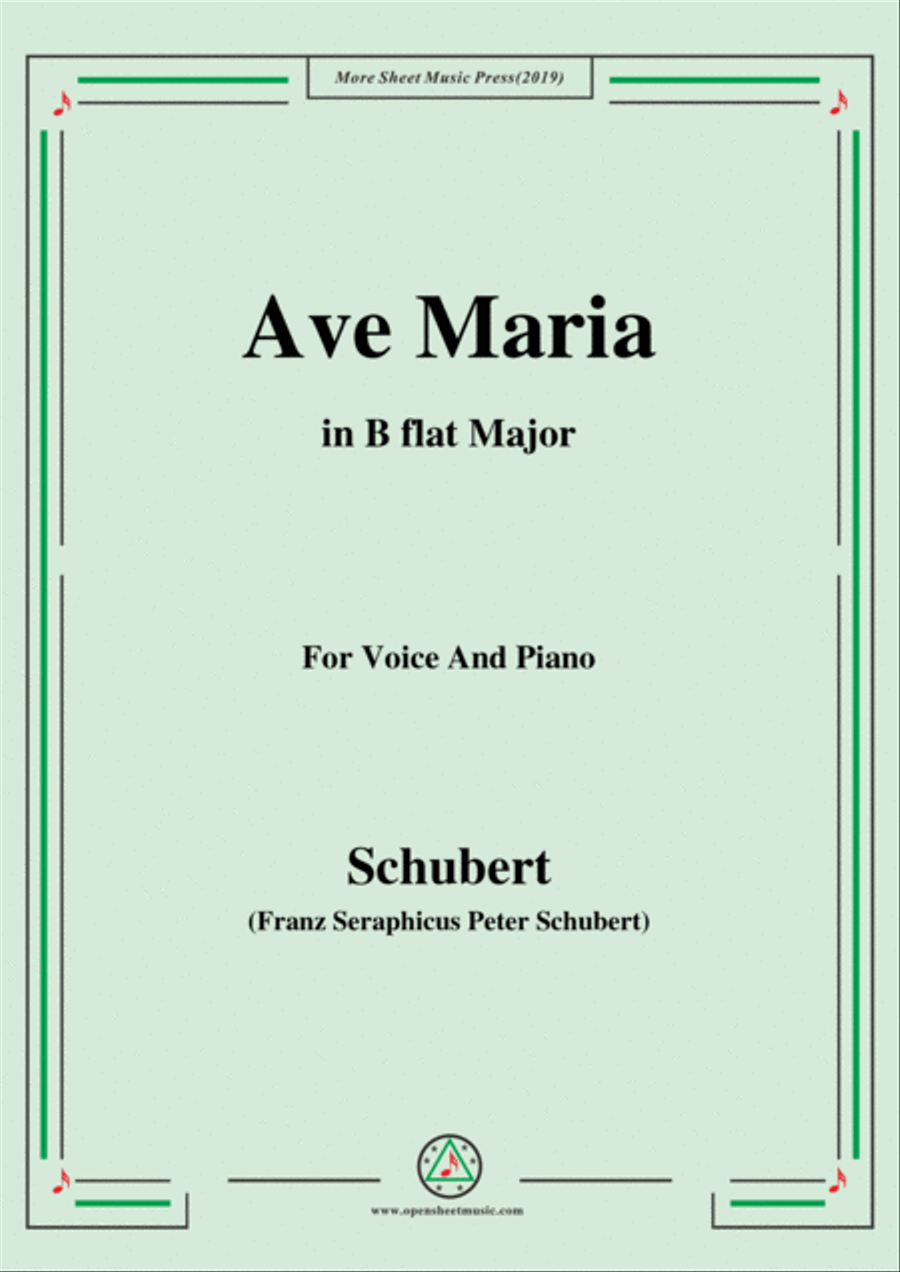 Schubert-Ave maria in B flat Major,for voice and piano Voice Solo scores gallery preview page 1