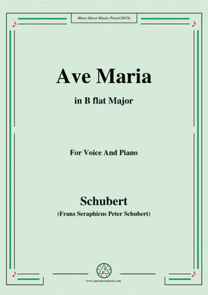 Book cover for Schubert-Ave maria in B flat Major,for voice and piano
