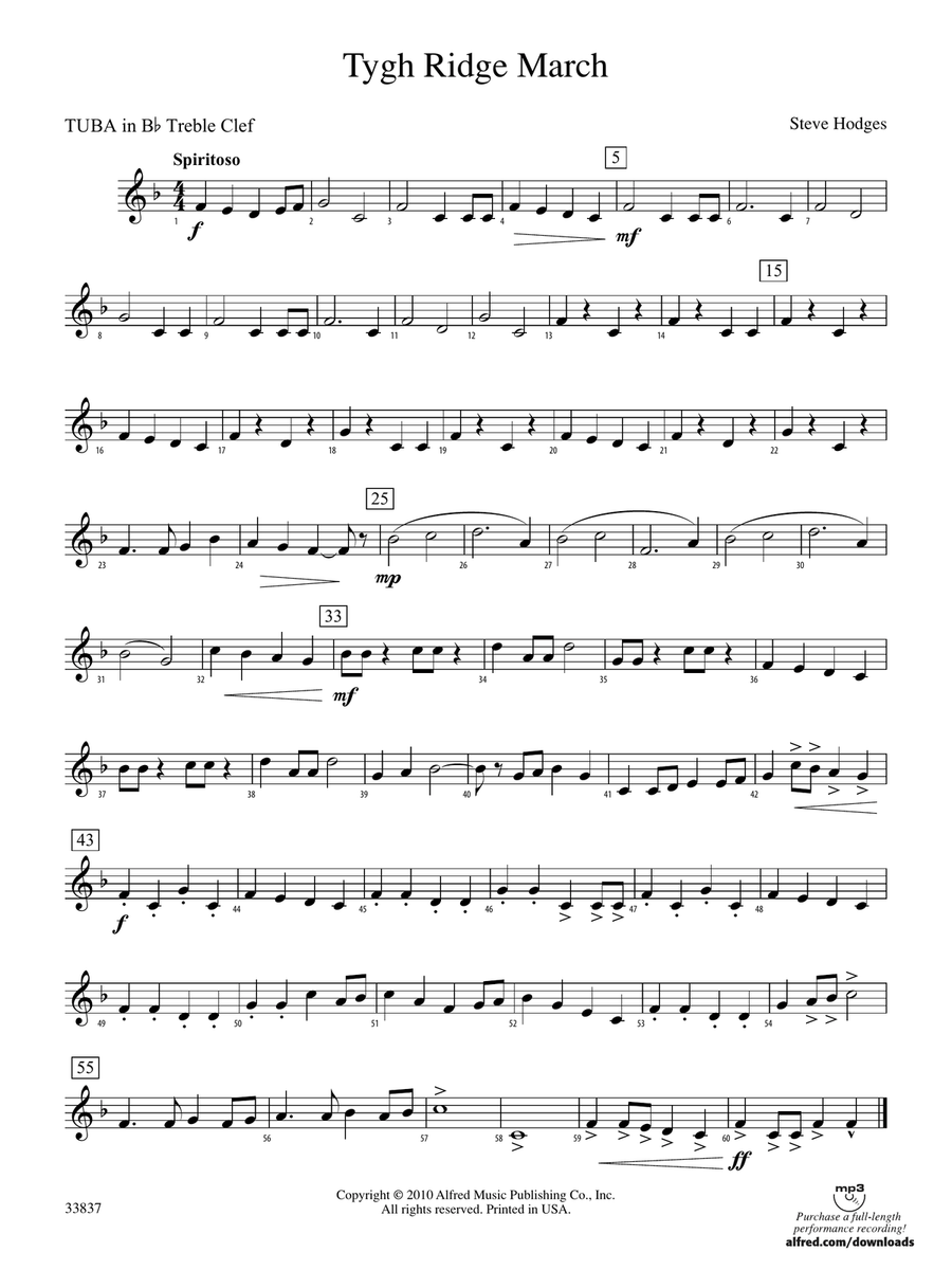 Tygh Ridge March: (World Part) B-flat Tuba T.C.