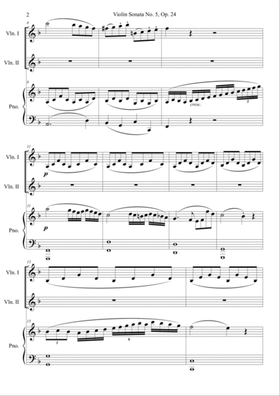 Beethoven: Violin Sonata No.5 Mov.1 Violin Solo scores gallery preview page 2