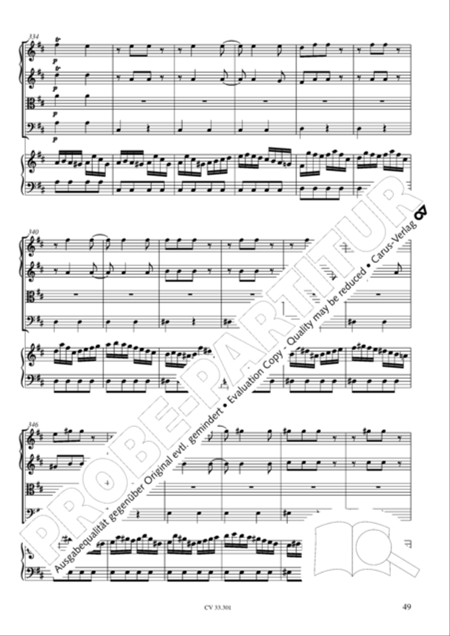 Concerto per il Cembalo in D Cello scores gallery preview page 50