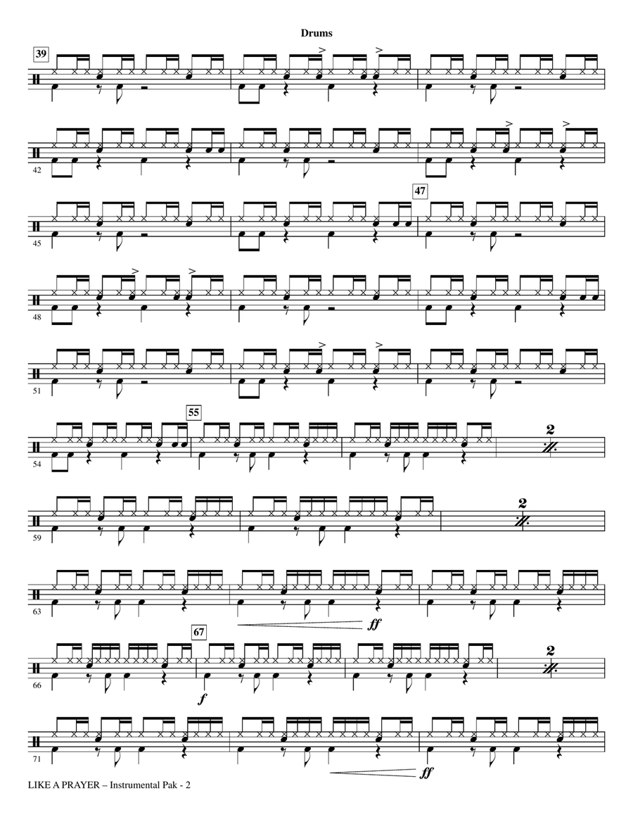 Like A Prayer - Drums Like A Prayer - Drums Choir scores gallery preview page 2