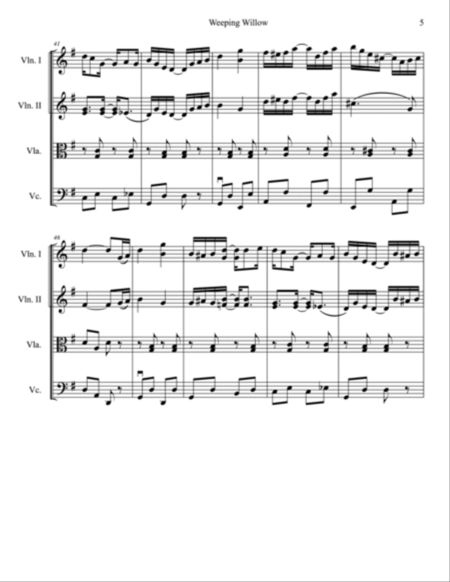 Weeping Willow for String Quartet String Quartet scores gallery preview page 5