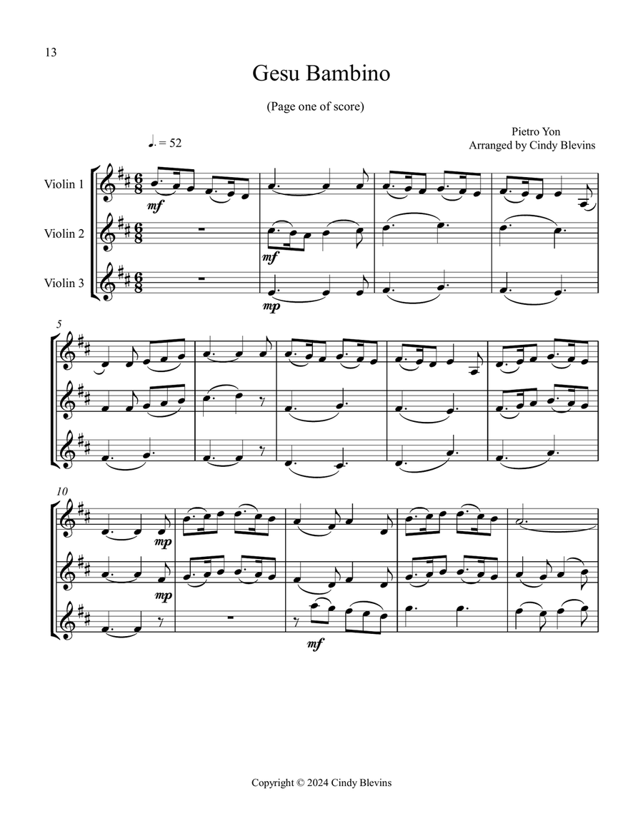 Violin Trios for Christmas, Vol. III (12 Arrangements) String Trio scores gallery preview page 2