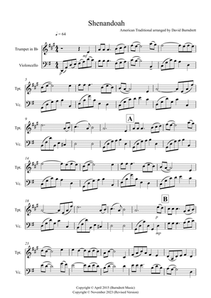 Shenandoah for Trumpet and Cello Duet