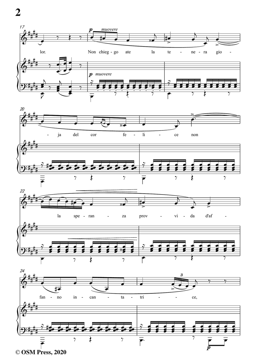 Donizetti-Una lacrima,in E Major,for Voice and Piano Piano, Vocal scores gallery preview page 4