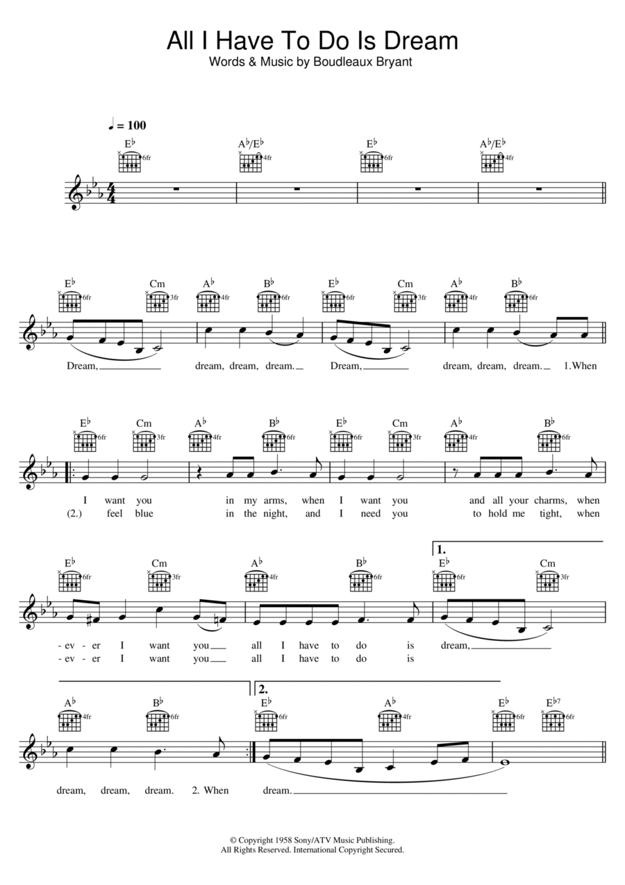 All I Have To Do Is Dream Piano scores gallery preview page 1