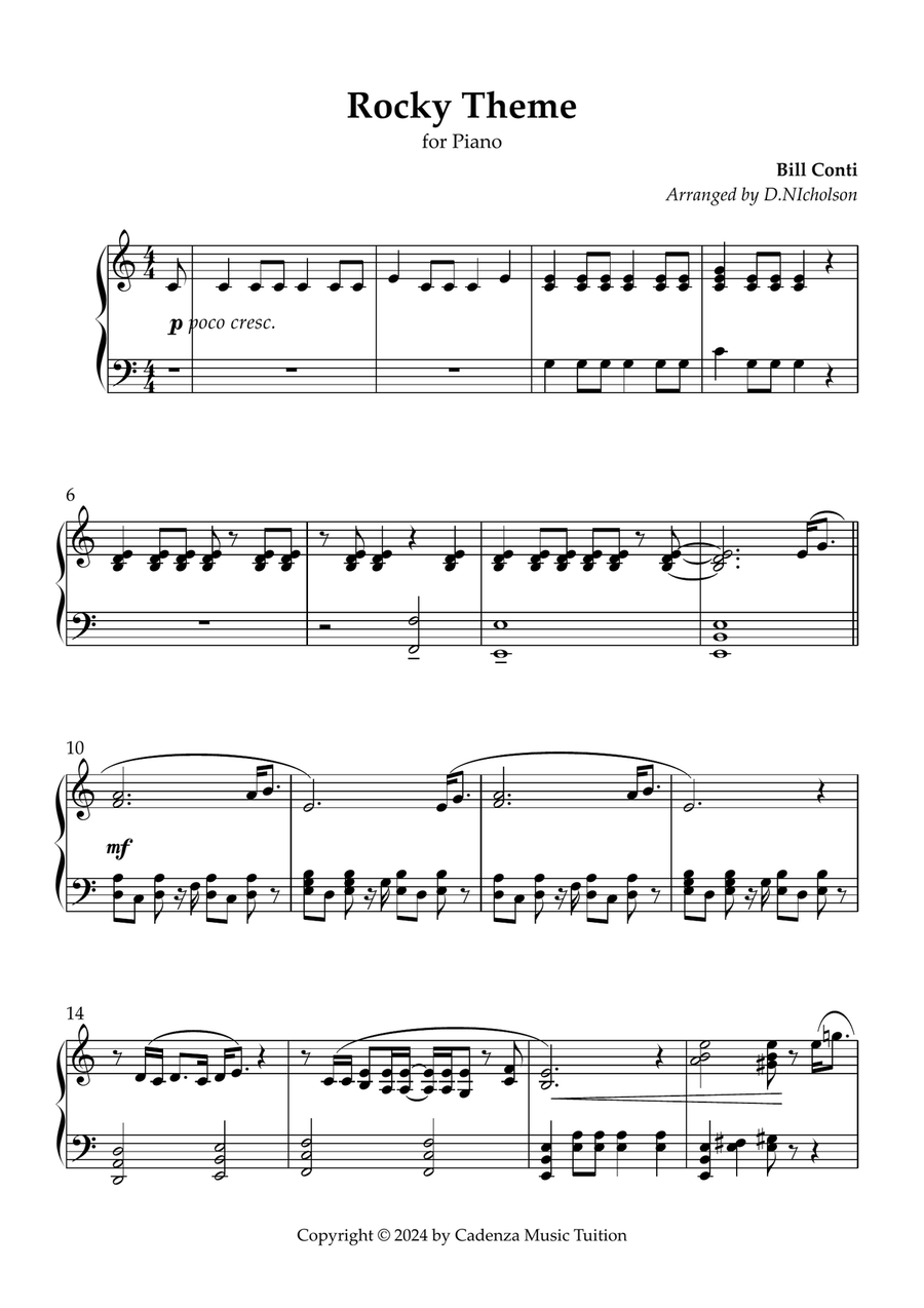 Theme From Rocky Piano Solo scores gallery preview page 1