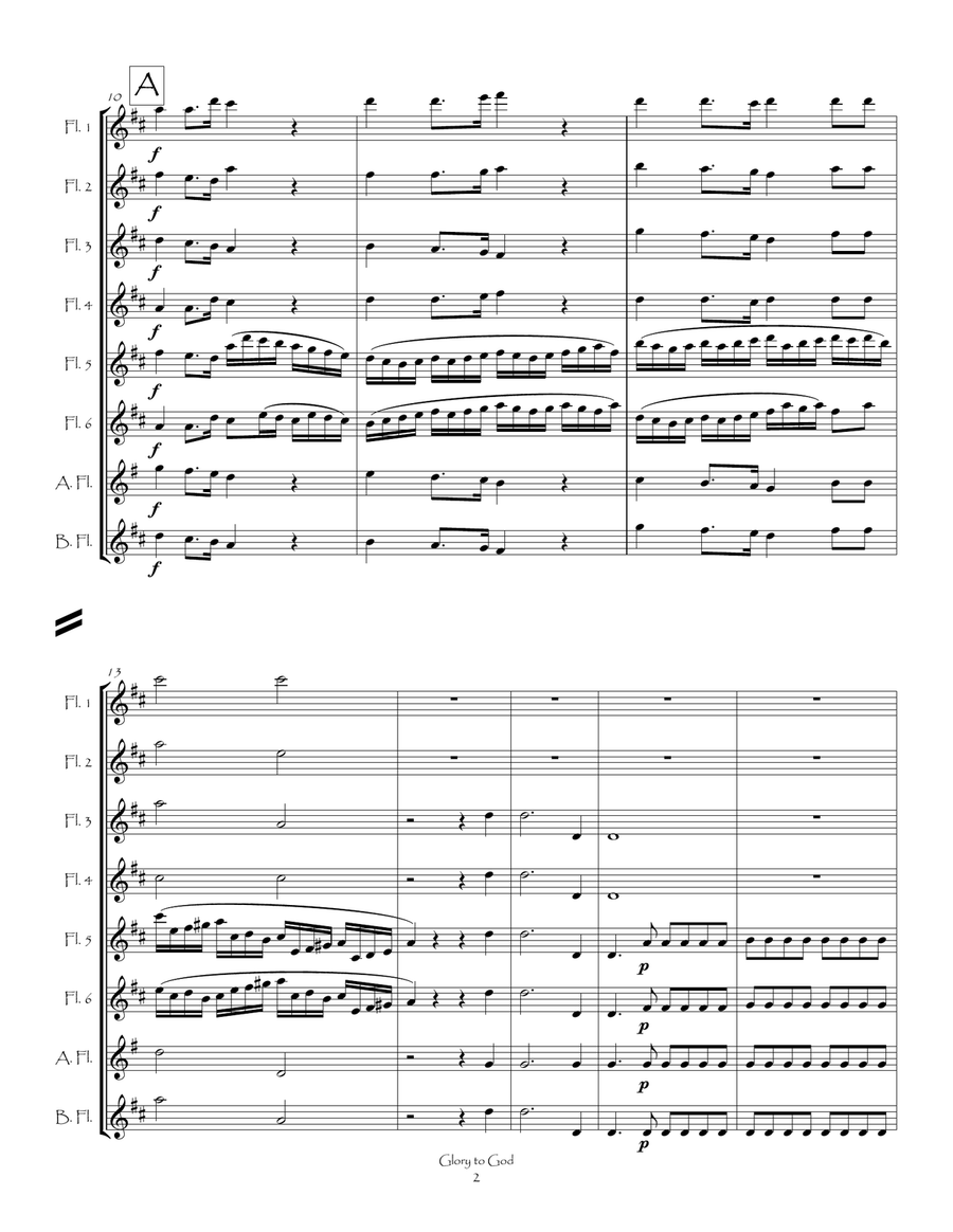 Glory to God from The Messiah for Flute Choir Flute Choir scores gallery preview page 4