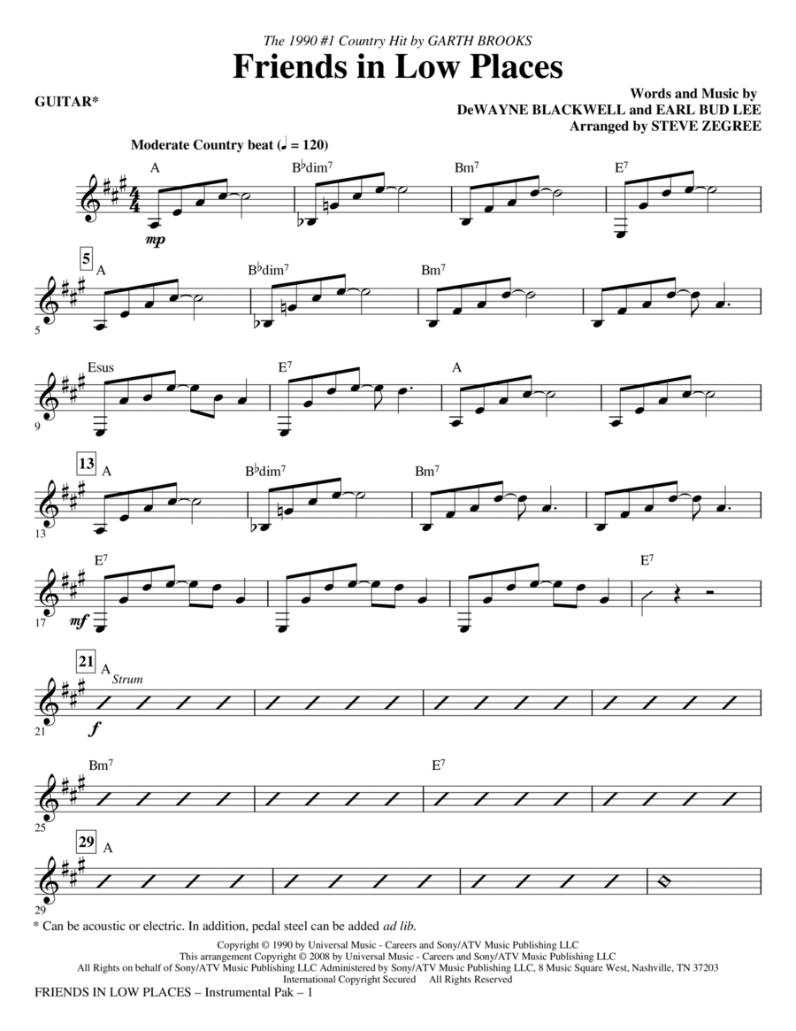 Friends In Low Places - Guitar Choir scores gallery preview page 1