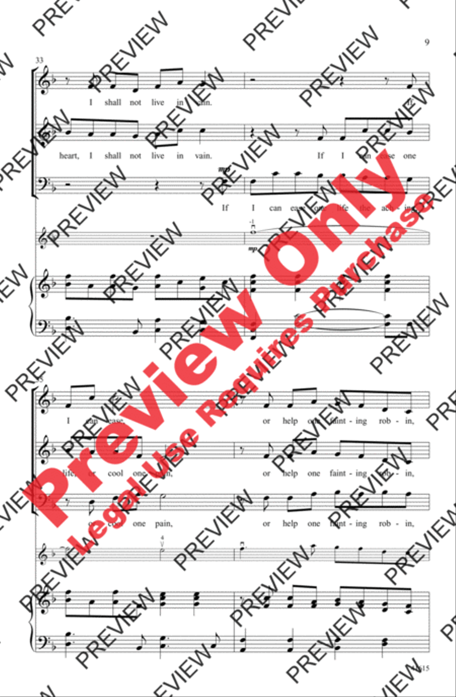 I Shall Not Live in Vain 3-Part scores gallery preview page 9