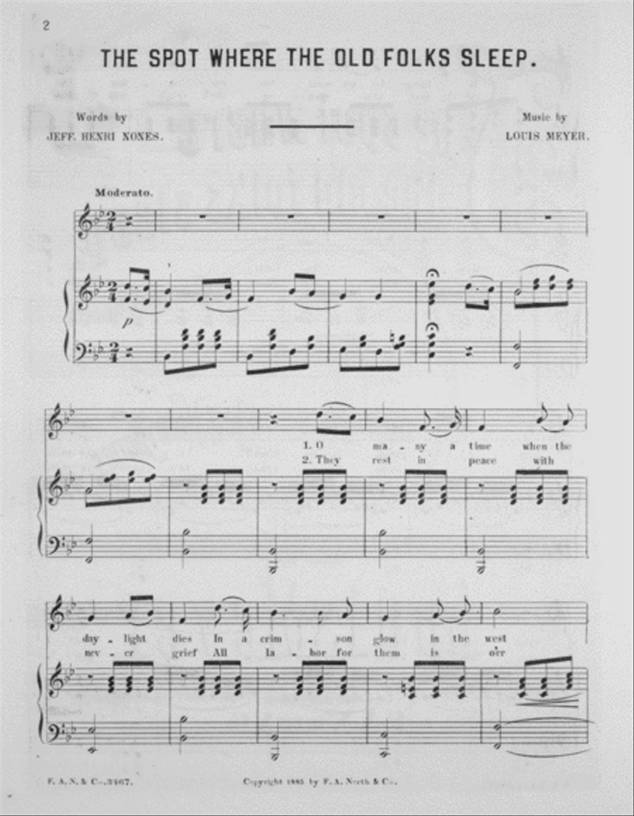 The Spot Where the Old Folks Sleep. Song & Chorus Choir scores gallery preview page 2