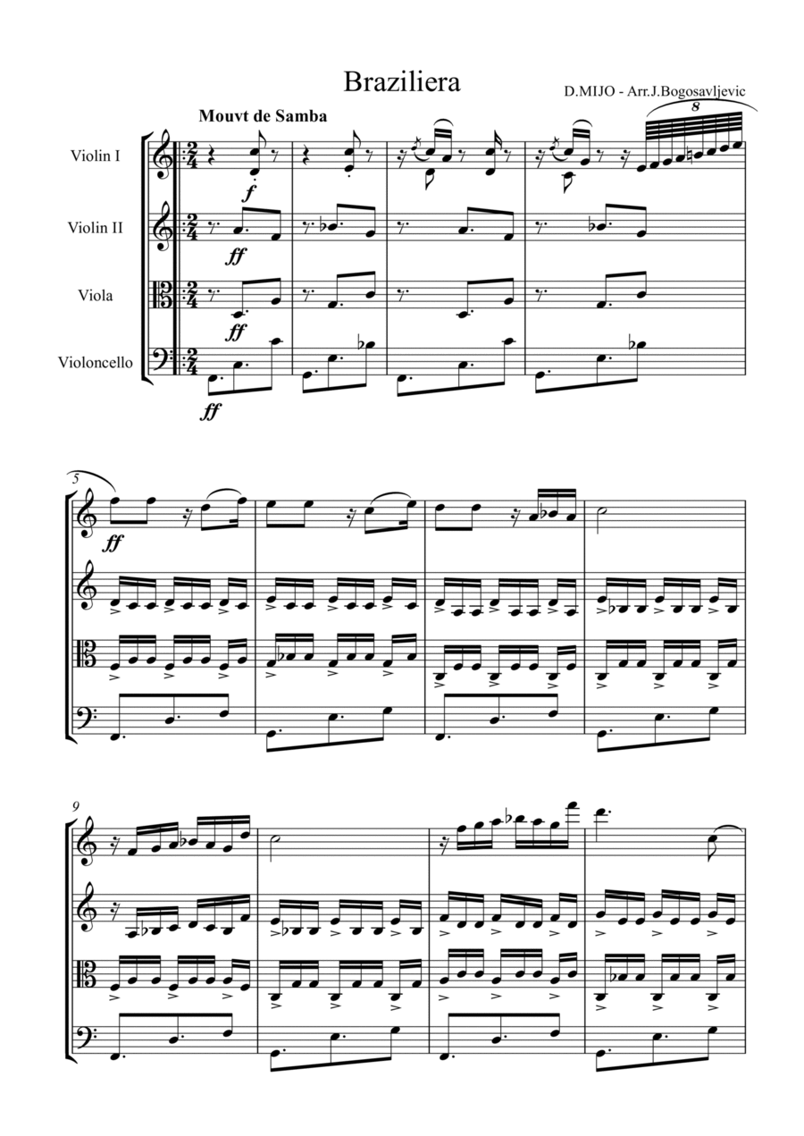 Braziliera Braziliera String Quartet scores gallery preview page 1