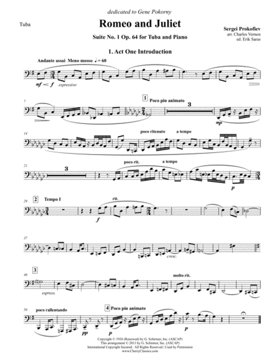 Romeo and Juliet Suite No. 1, Op. 64 for Tuba and Piano
