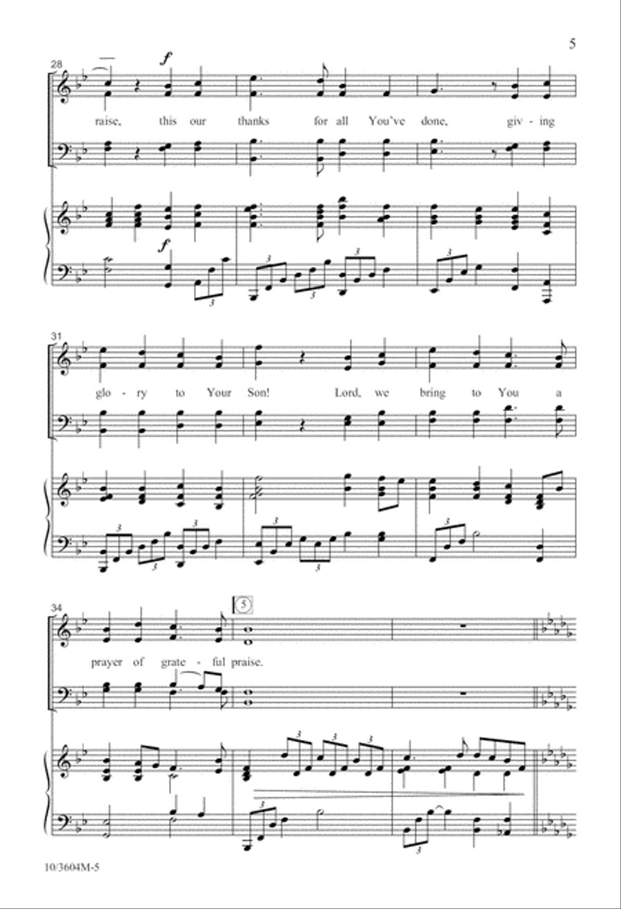 A Prayer of Grateful Praise 4-Part scores gallery preview page 5