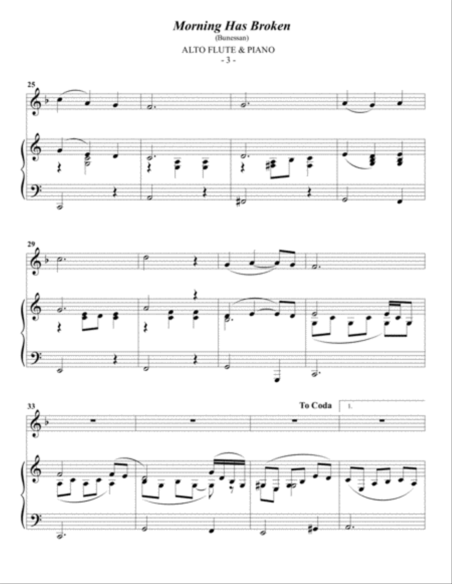 Morning Has Broken Flute Solo scores gallery preview page 3