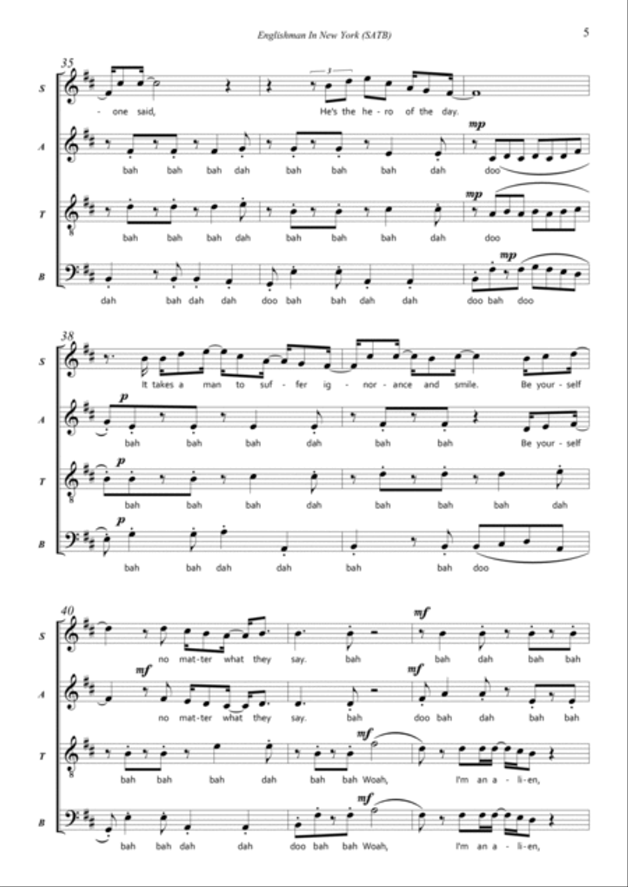 Englishman In New York 4-Part scores gallery preview page 5
