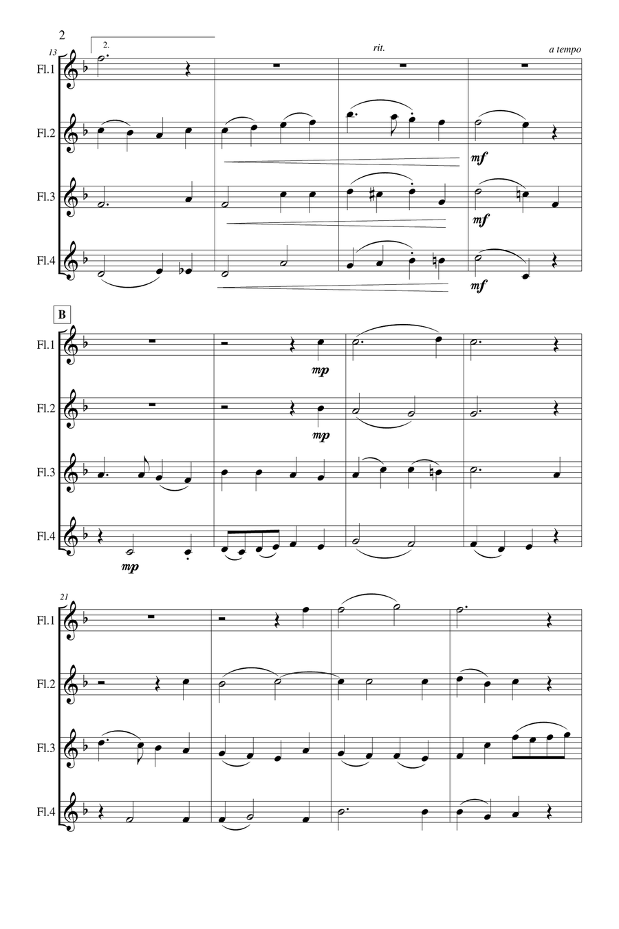 While Shepherds Watched Their Flocks By Night Flute Quartet scores gallery preview page 3