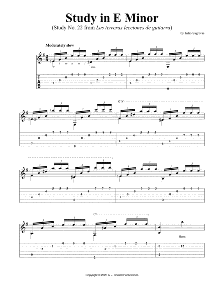 Study in E Minor (Study No. 22 from Las terceras lecciones de guitarra) image number null