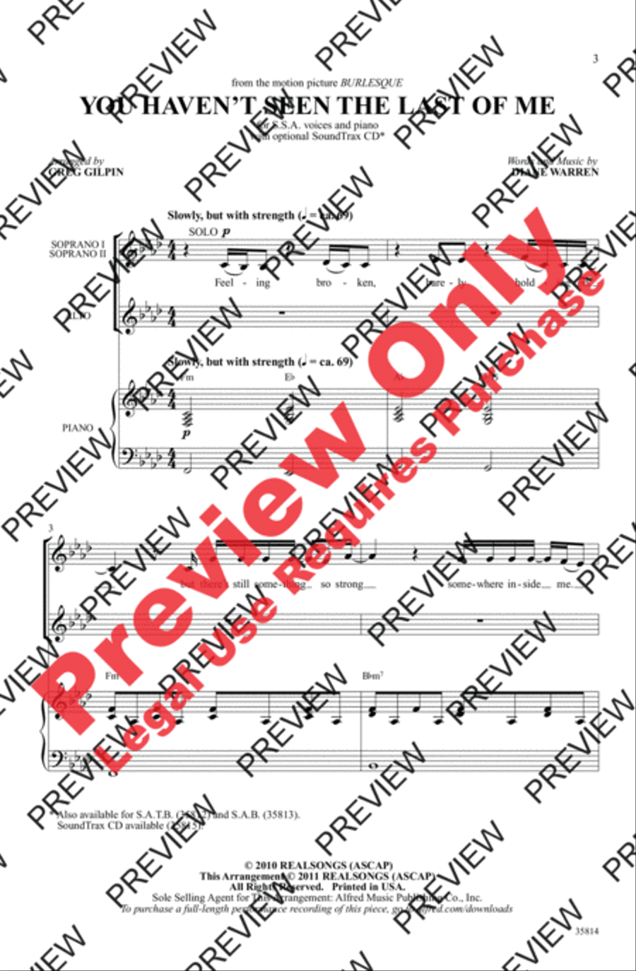 You Haven't Seen the Last of Me Women's Choir scores gallery preview page 2