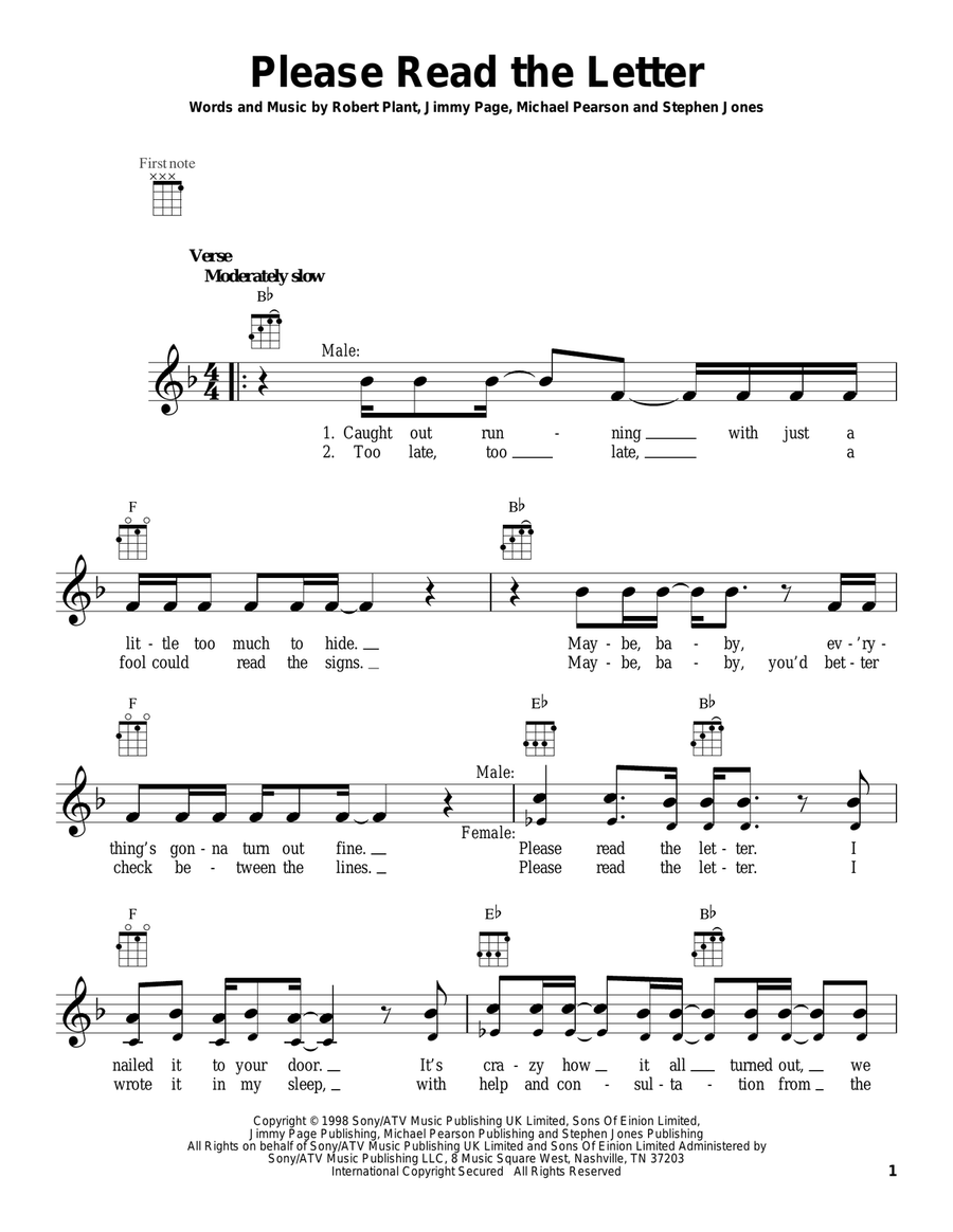 Please Read The Letter Please Read The Letter Ukulele scores gallery preview page 1