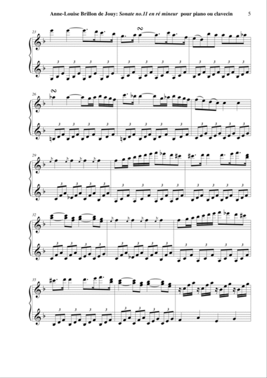 Anne-Louise Brillon de Jouy: Sonata no. 11 in d minor for piano or harpsichord Harpsichord scores gallery preview page 5