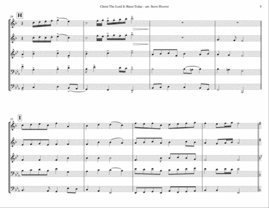 CHRIST THE LORD IS RISEN TODAY - EASTER BRASS QUINTET Brass Quintet scores gallery preview page 5
