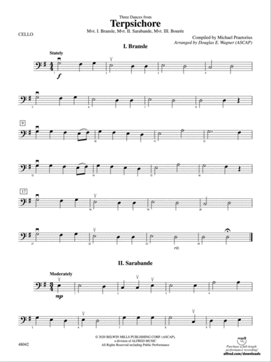 Terpsichore: Cello Terpsichore: Cello String Orchestra scores gallery preview page 1