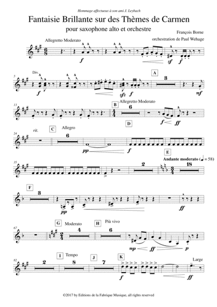 Fantaisie Brillante sur des Thèmes de Carmen for alto saxophone and concert band, Bb trumpet 3 part